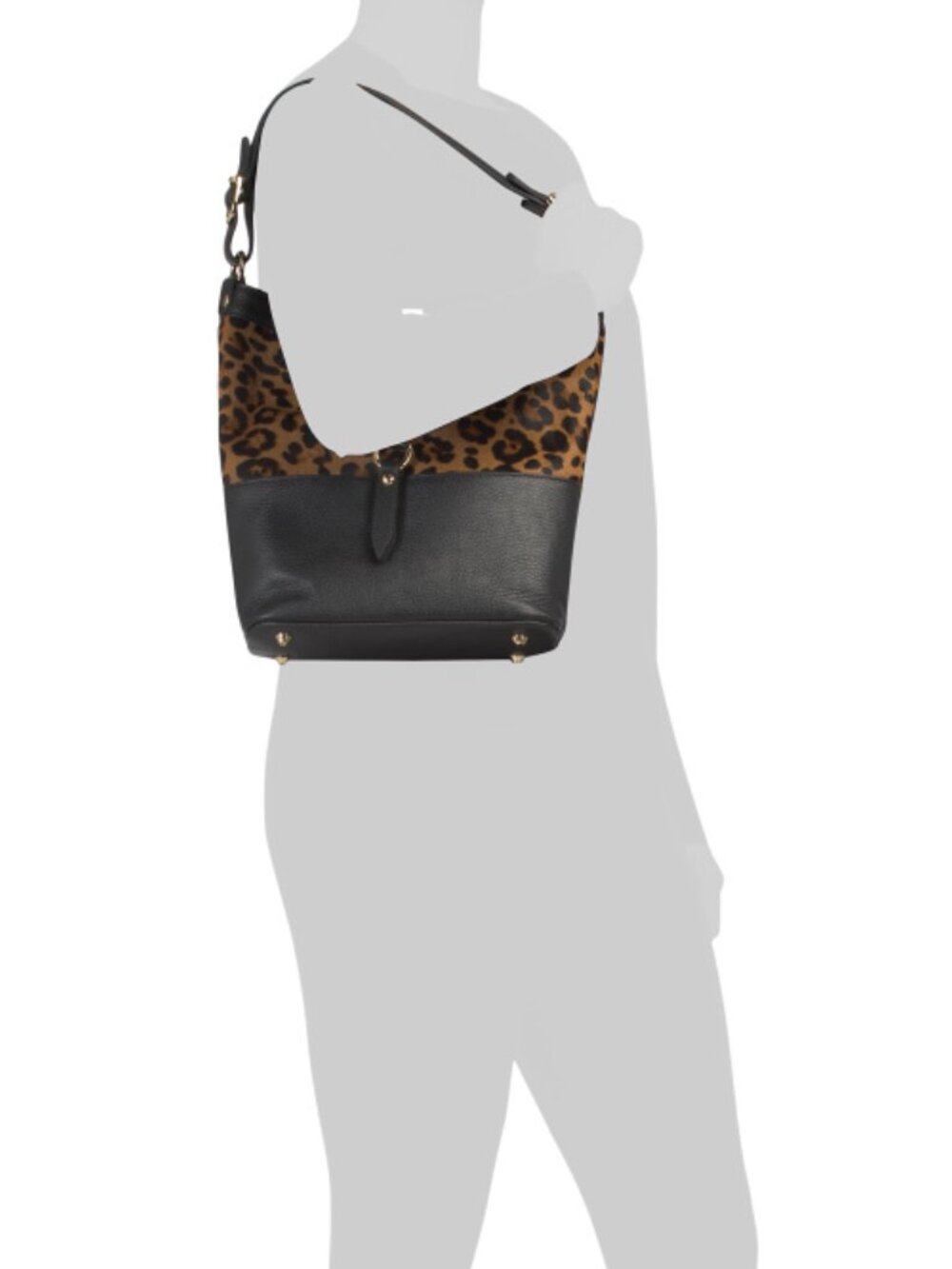 VALENTINA Made In Italy Leather Hobo With Animal Print Panels - Picture 5 of 5